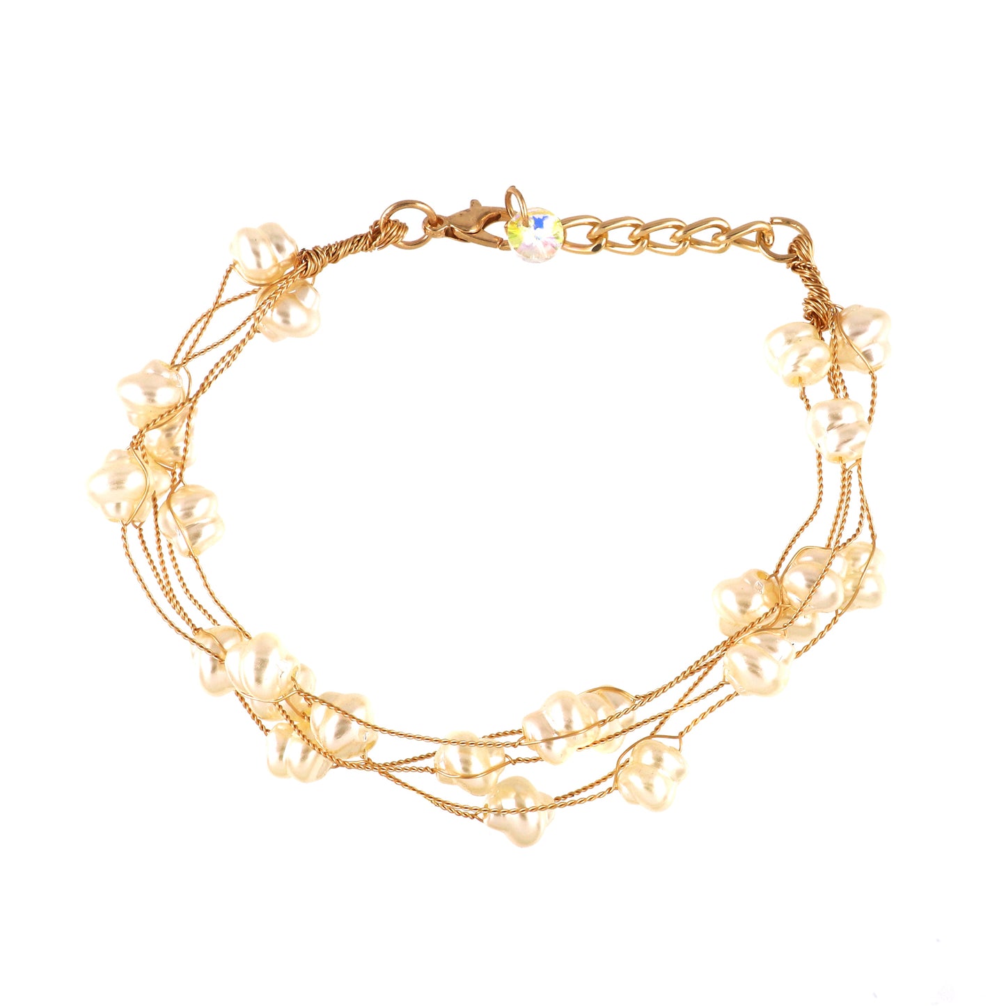 Gold Plated Pearl Multistrand Bracelet