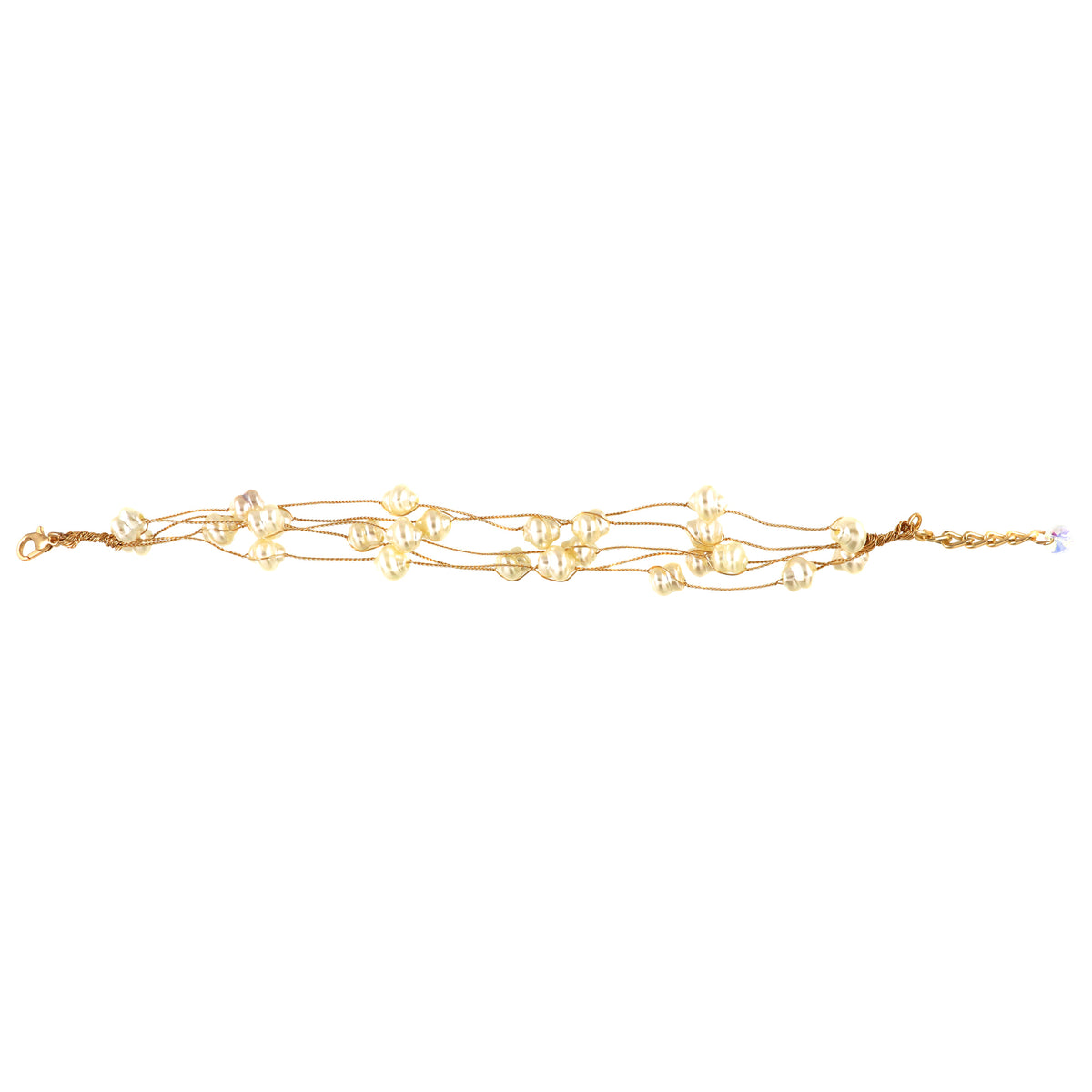 Gold Plated Pearl Multistrand Bracelet