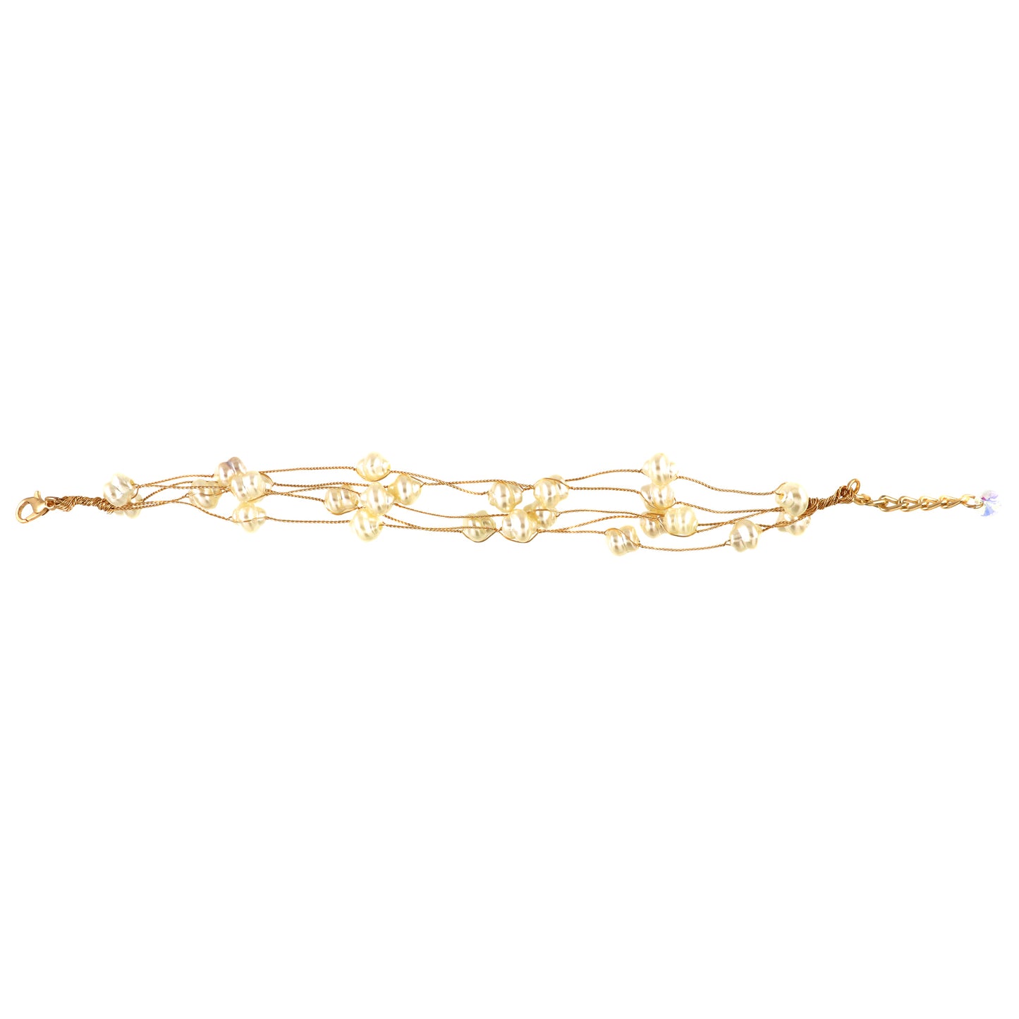 Gold Plated Pearl Multistrand Bracelet