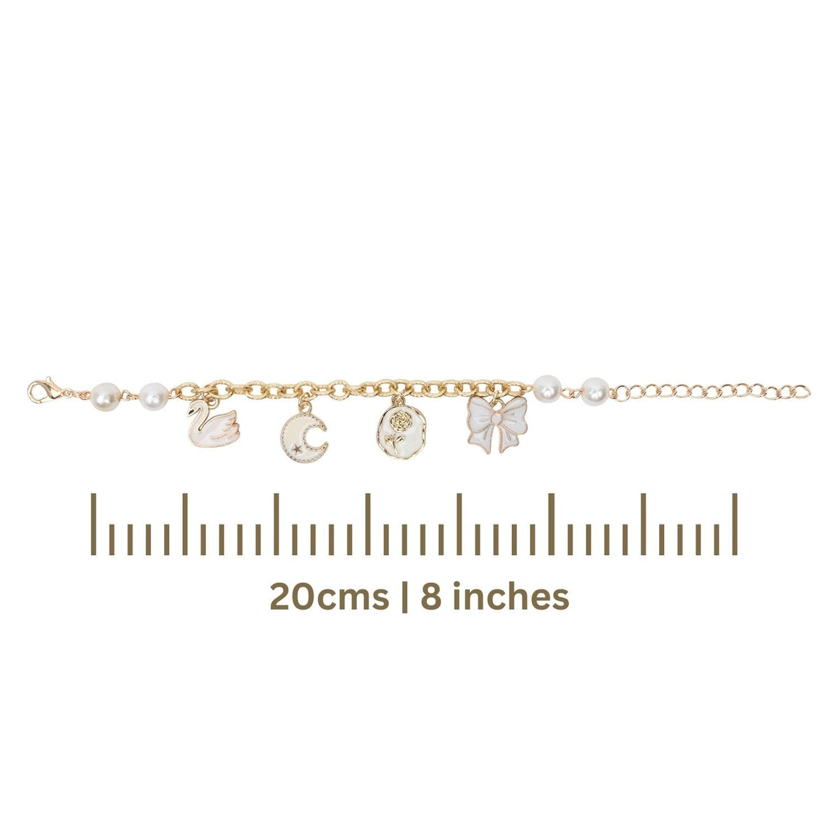 Moon Swan Multi-Charm Chain Bracelet