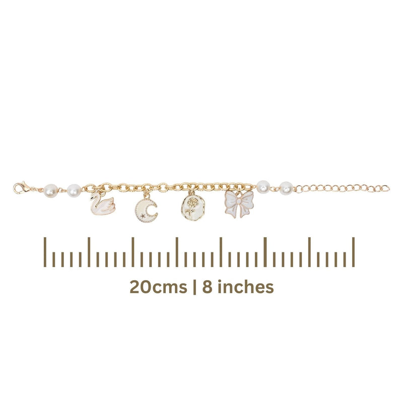 Moon Swan Multi-Charm Chain Bracelet