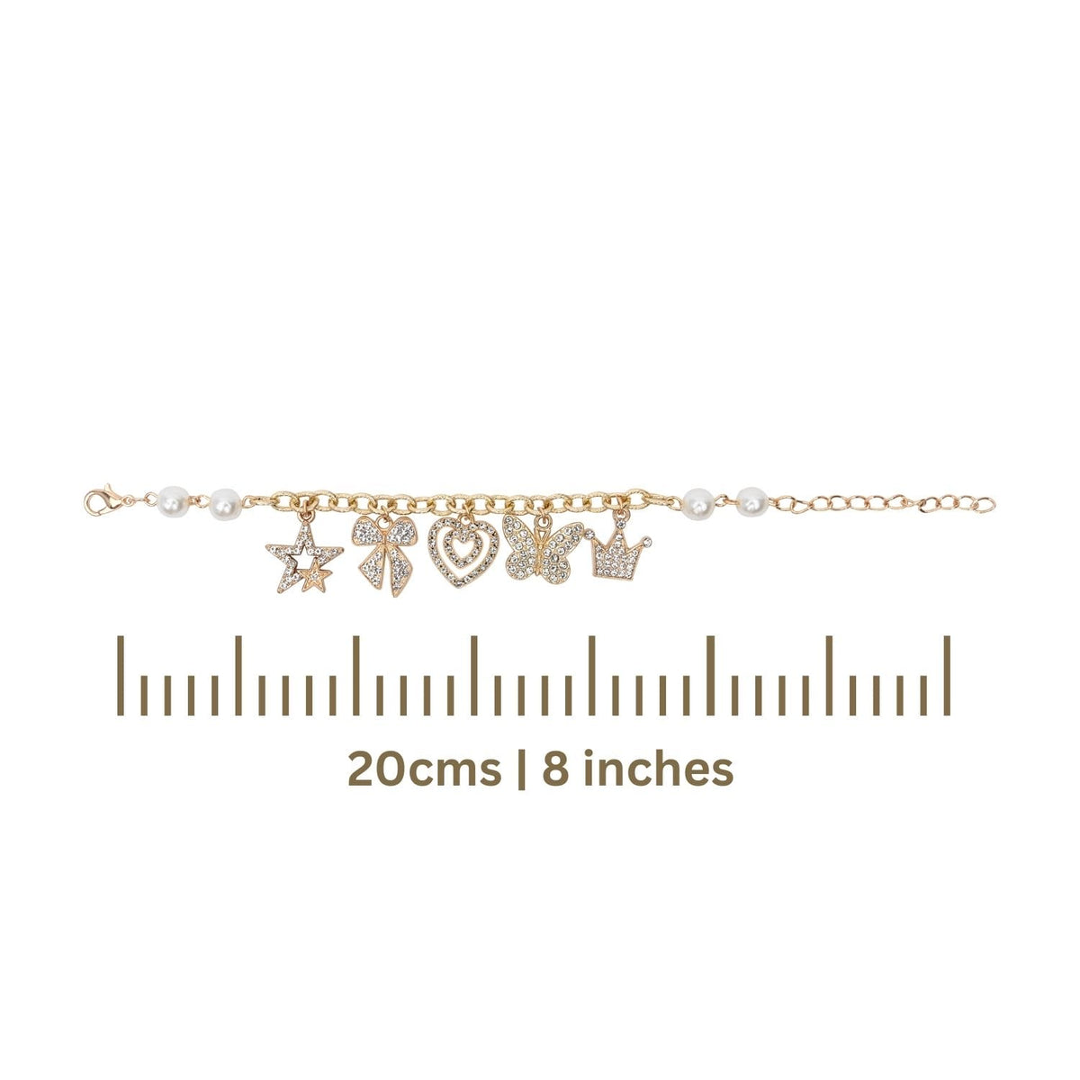 Diamond Studded Multi-Charm Chain Bracelet