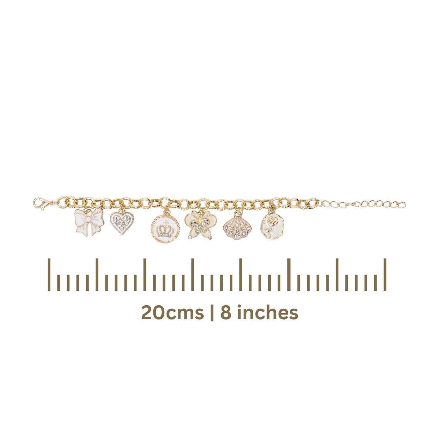 Butterfly Heart Multi-Charm Chain Bracelet