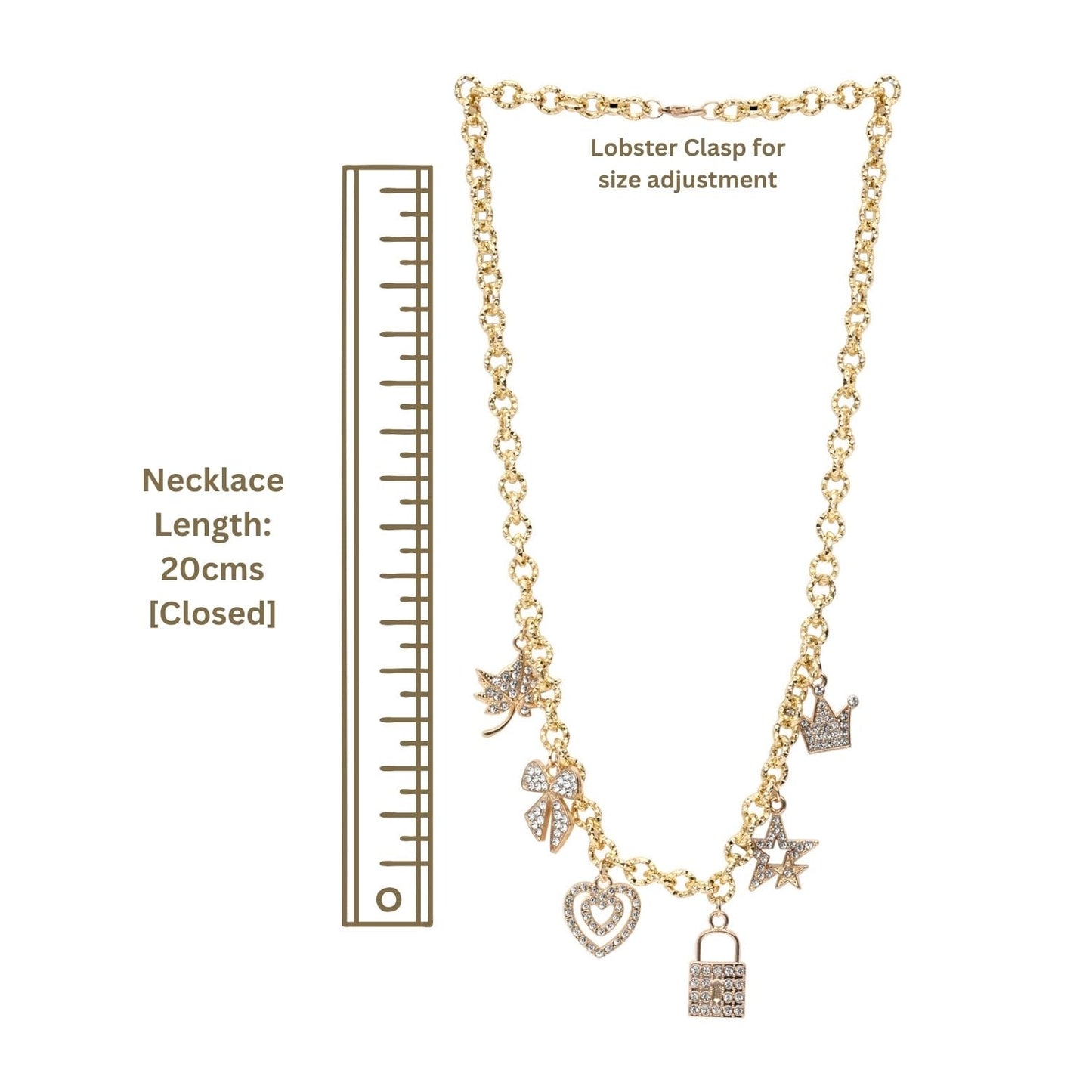 Diamond Studded Multicharm Chain Necklace