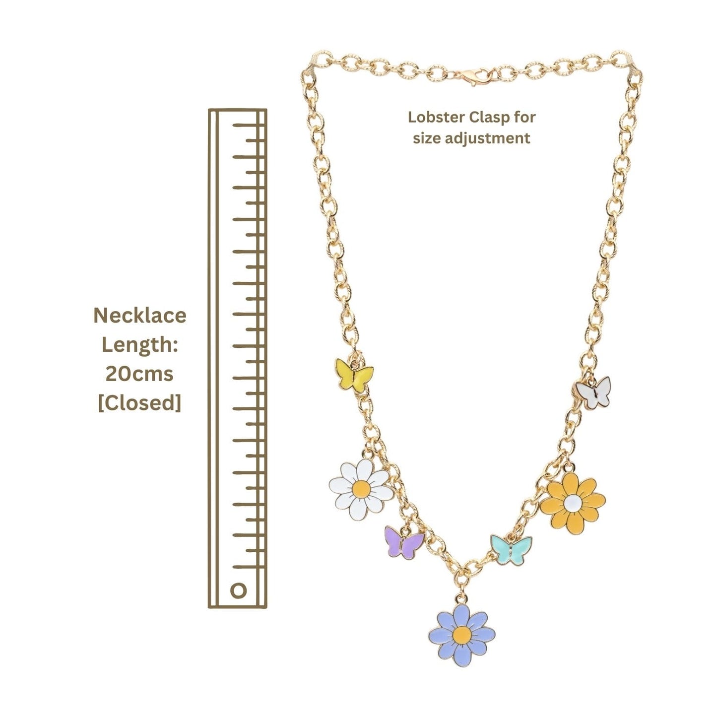 Floral Butterfly Multicharm Chain Necklace