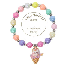 Load image into Gallery viewer, Unicorn Ice-Cream Charm Necklace Bracelet Set
