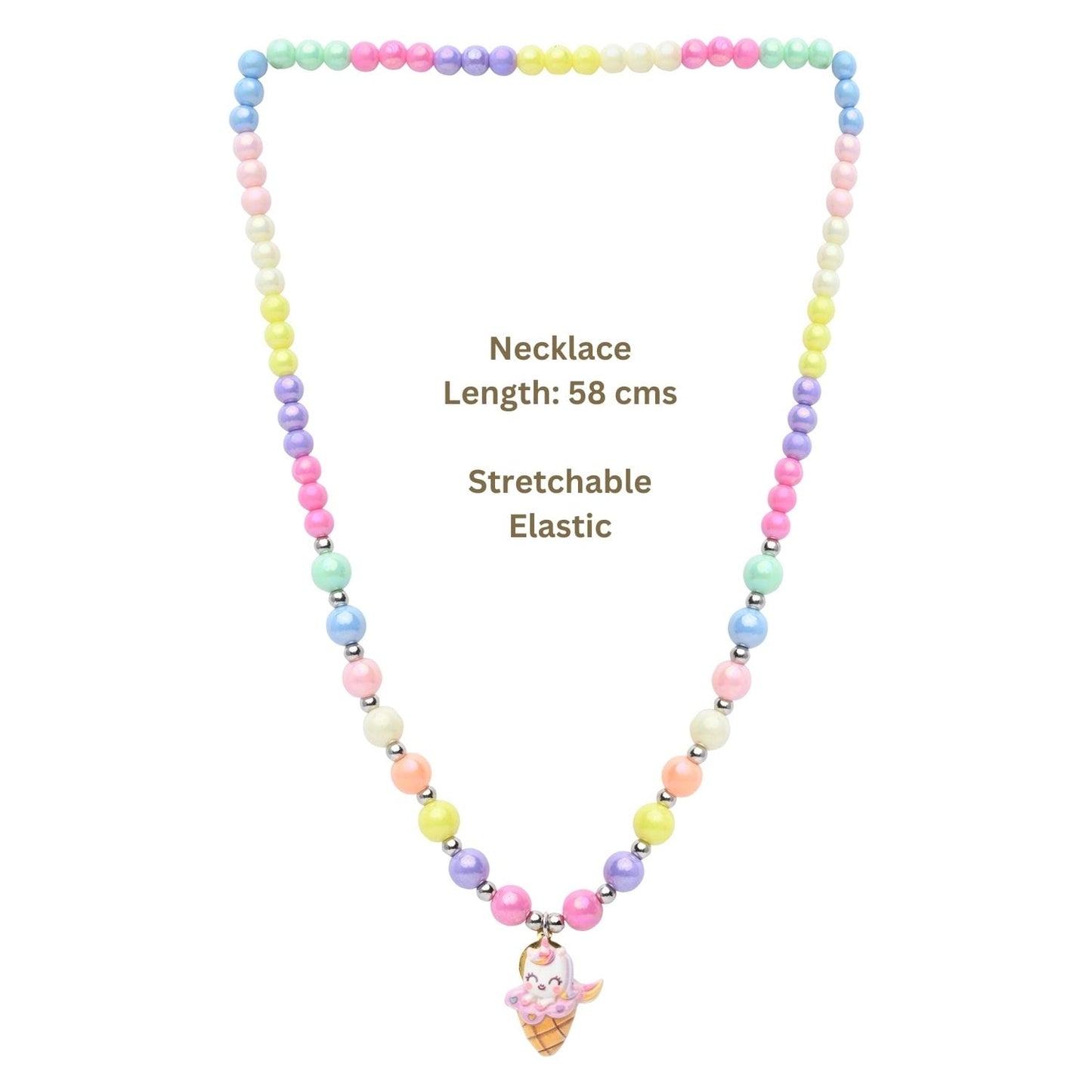 Unicorn Ice-Cream Charm Necklace Bracelet Set