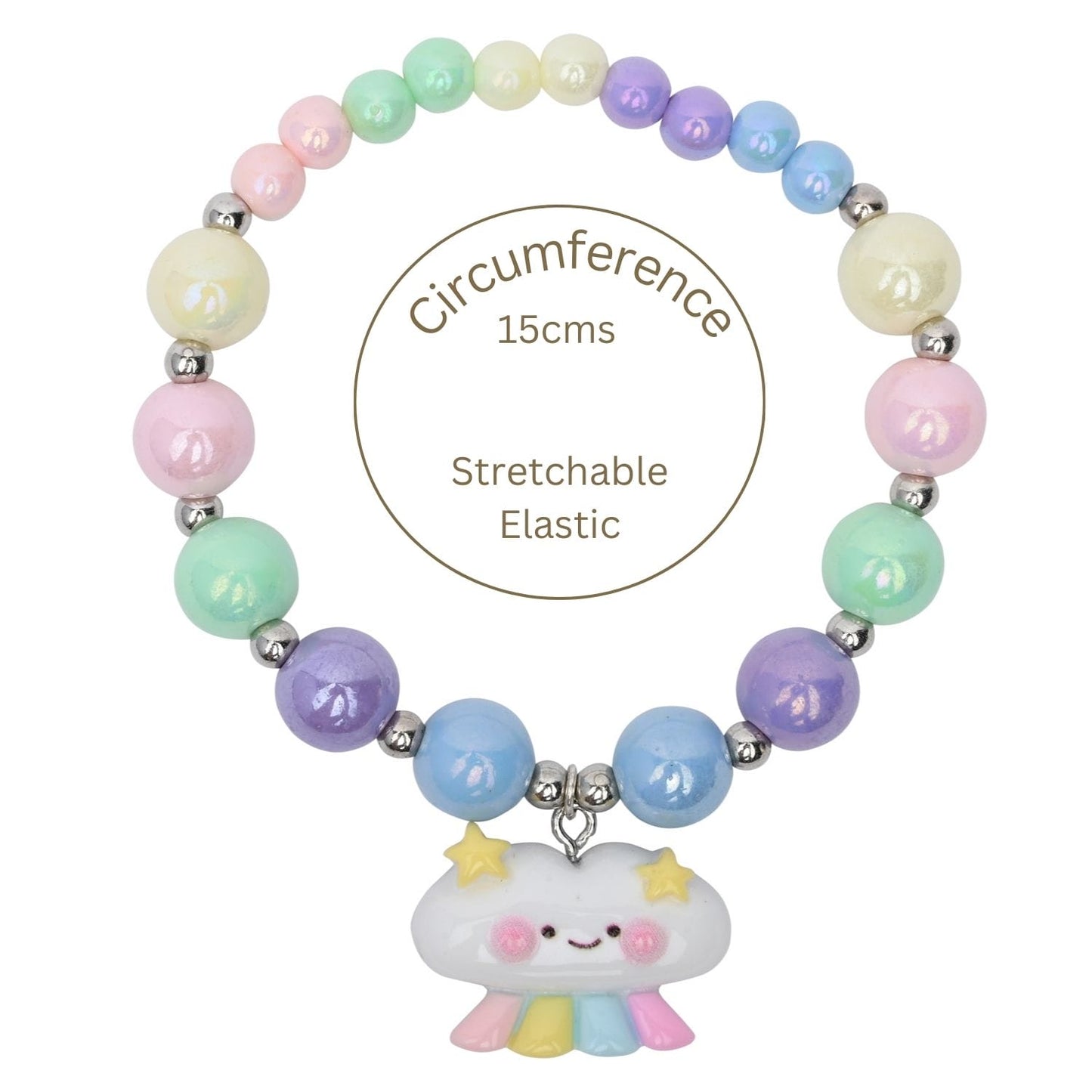 Smiley Cloud Charm Necklace Bracelet Set