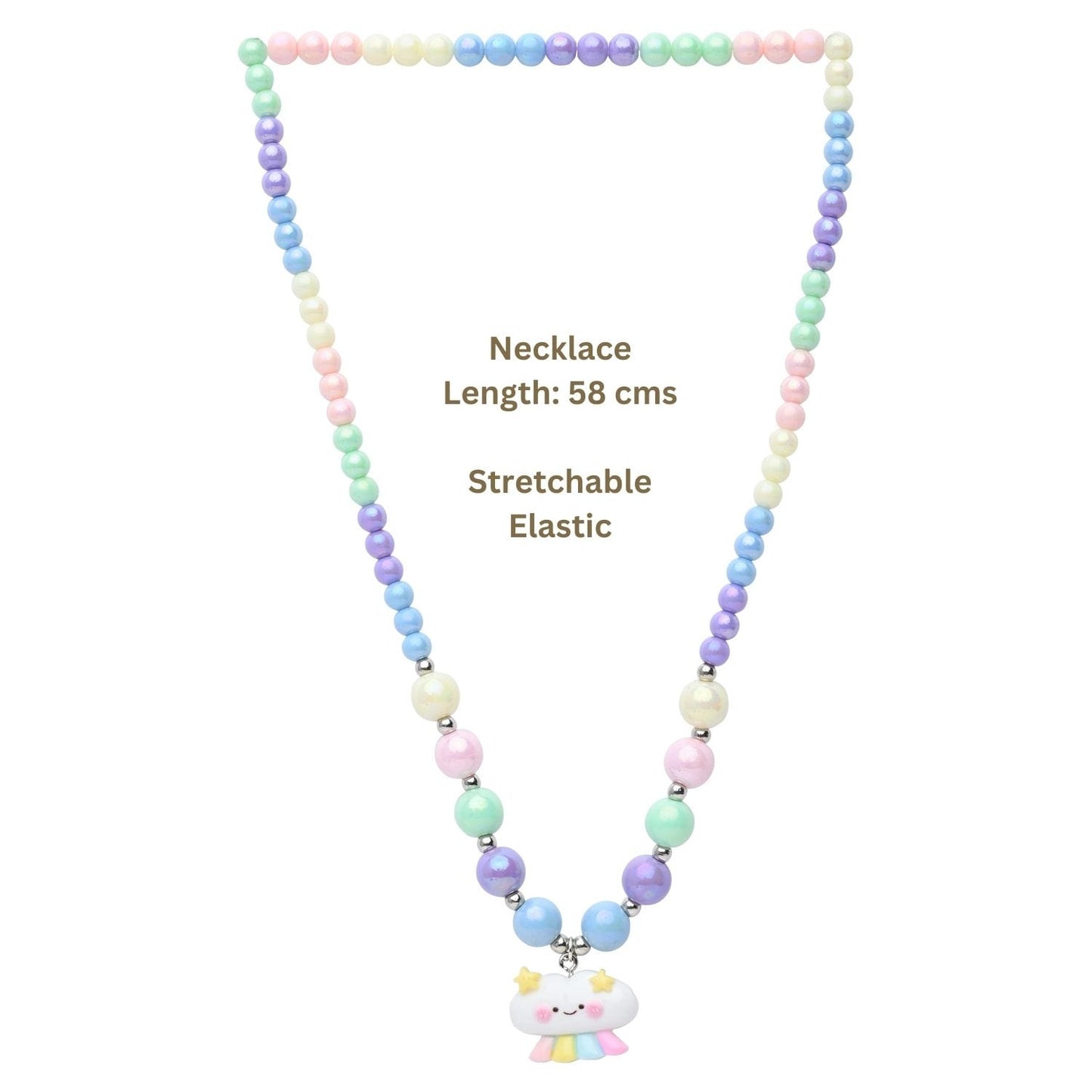 Smiley Cloud Charm Necklace Bracelet Set