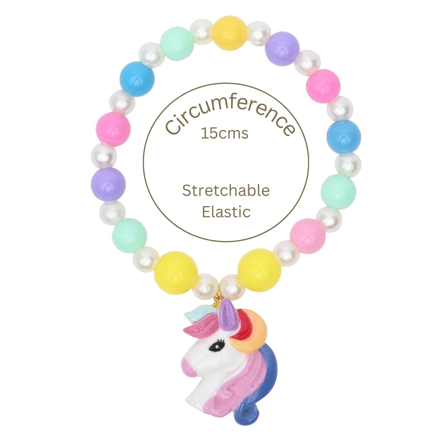 Unicorn Beaded Necklace Bracelet Hair Clip Jewellery Set