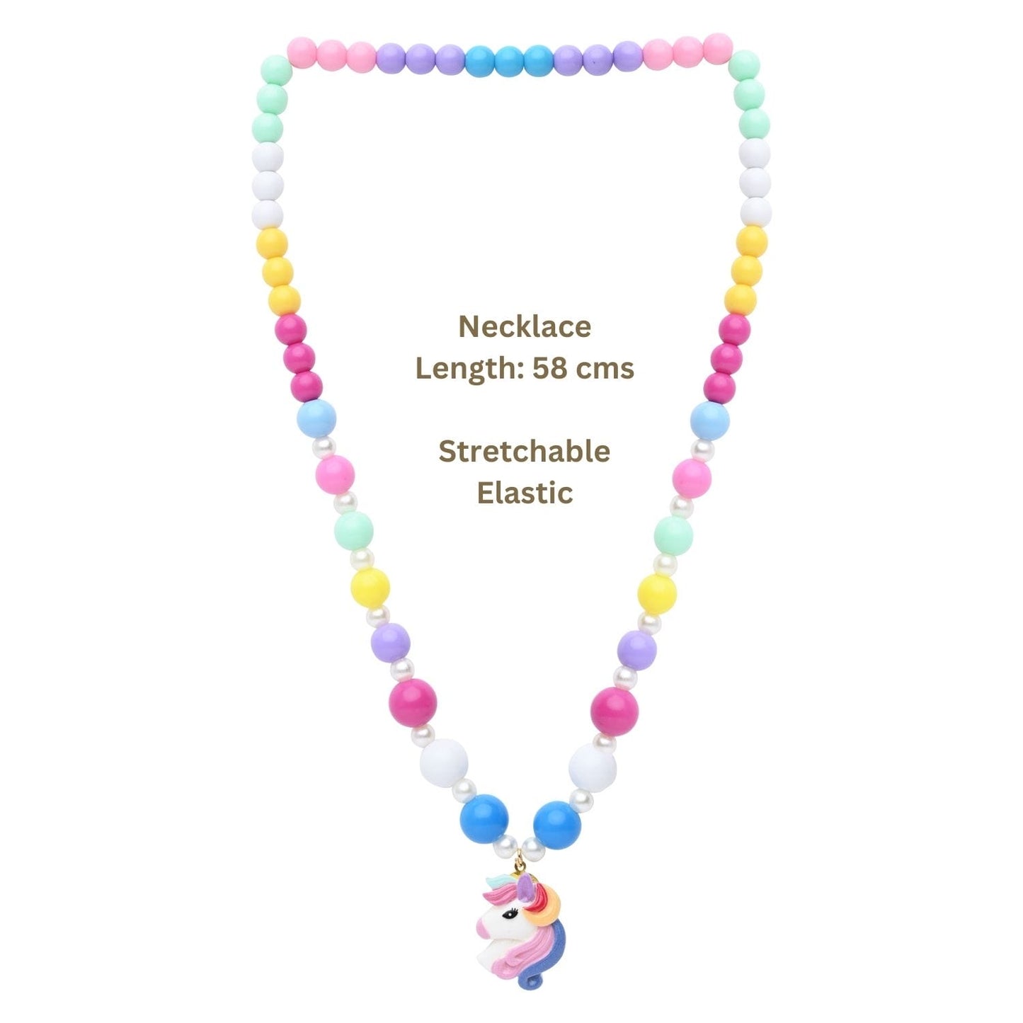Unicorn Beaded Necklace Bracelet Hair Clip Jewellery Set