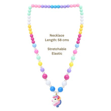 Load image into Gallery viewer, Unicorn Beaded Necklace Bracelet Hair Clip Jewellery Set
