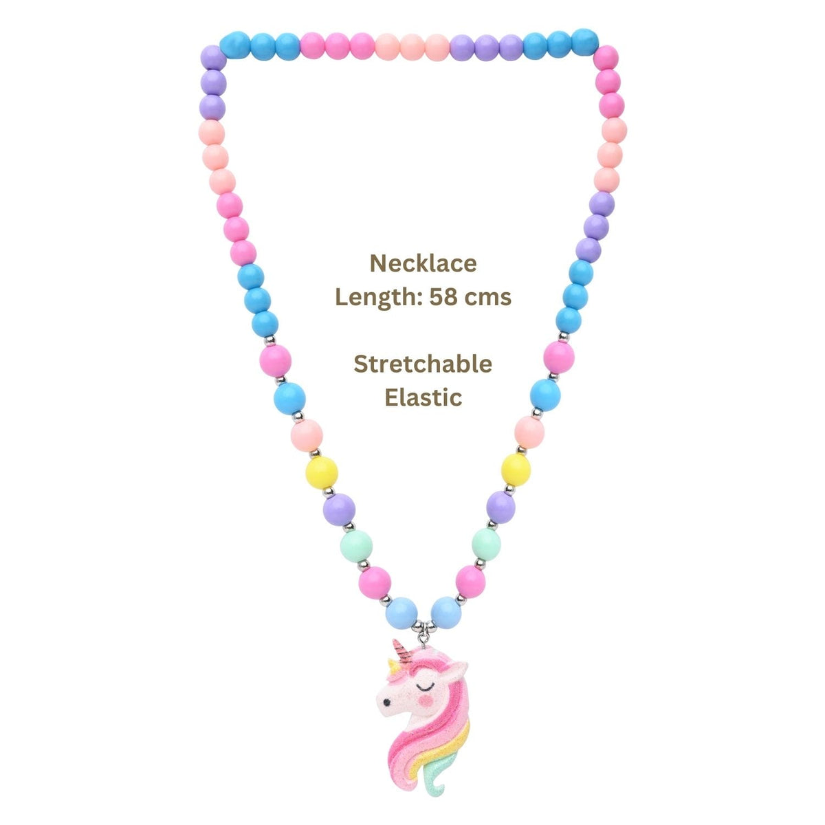 Unicorn Beaded Necklace Bracelet Finger Ring Hair Clip Jewellery Set