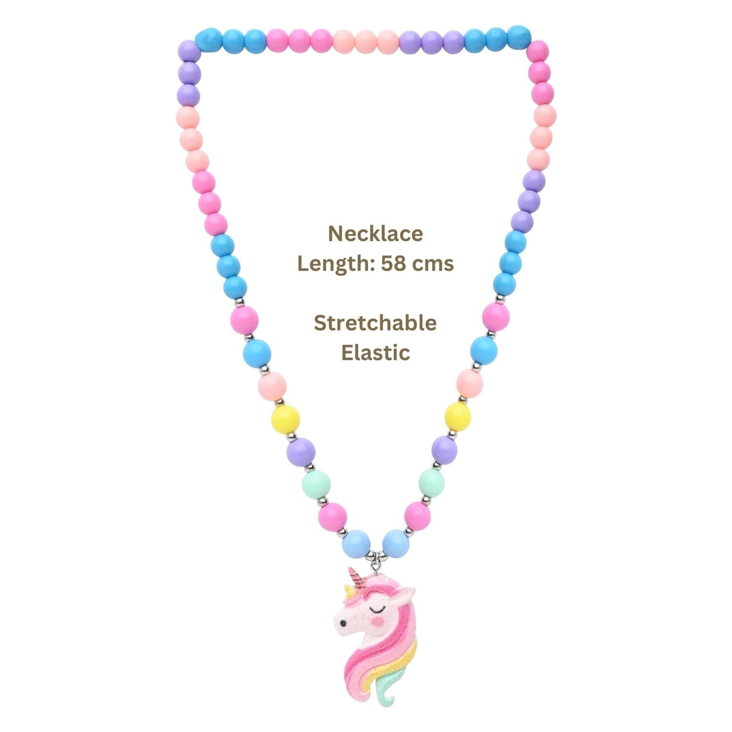 Unicorn Beaded Necklace Bracelet Finger Ring Hair Clip Jewellery Set
