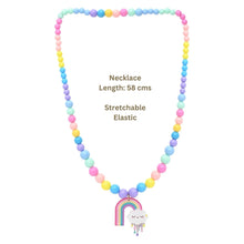 Load image into Gallery viewer, Rainbow Charm Beaded Necklace Bracelet Finger Ring Hair Clip Jewellery Set
