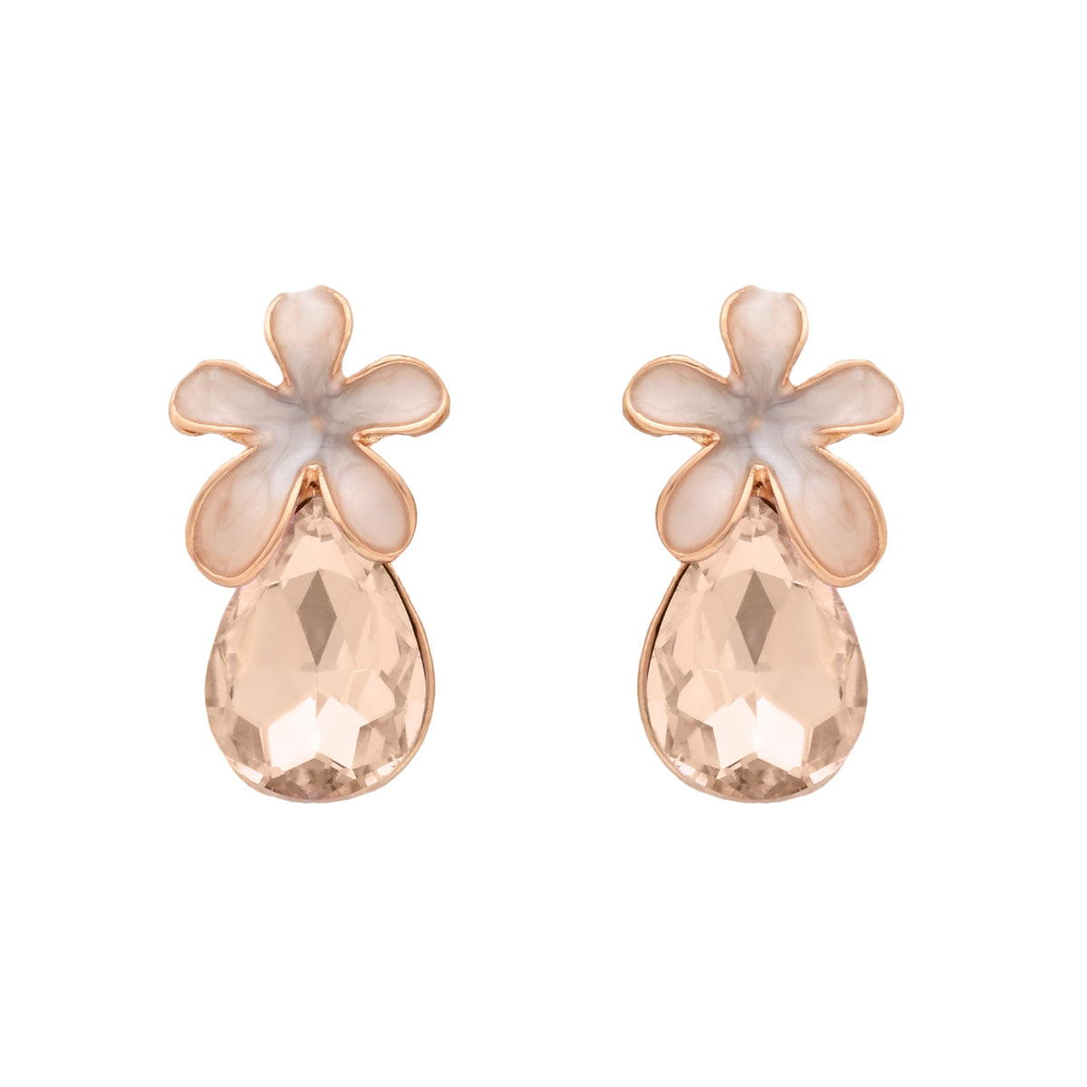 Crystal Floral Teardrop Necklace & Earrings Gift Set for Sister