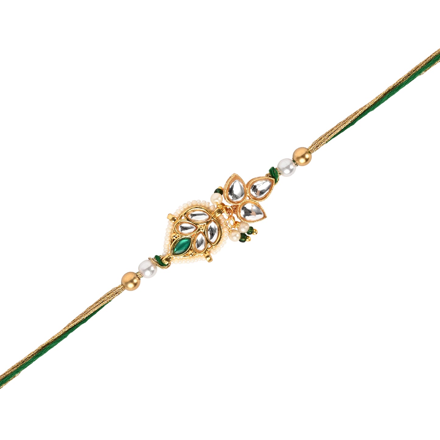 Kundan Bracelet Rakhi Set for Bhai Bhabhi