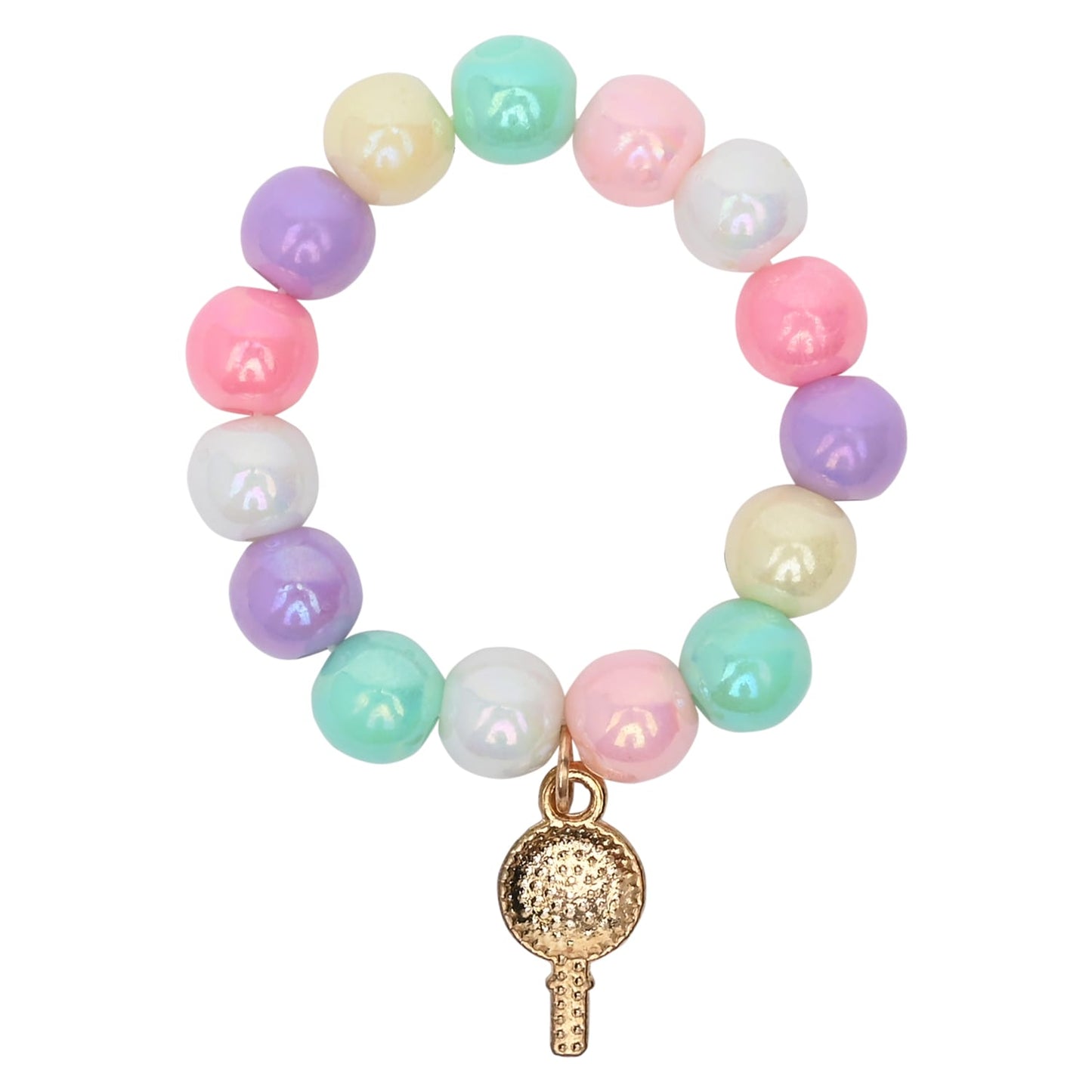 Rainbow Lollipop Charm Beaded Bracelet