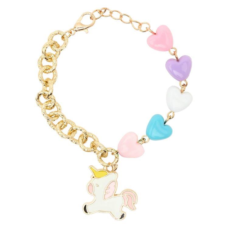 Heart Unicorn Charm Necklace Bracelet Jewellery Set