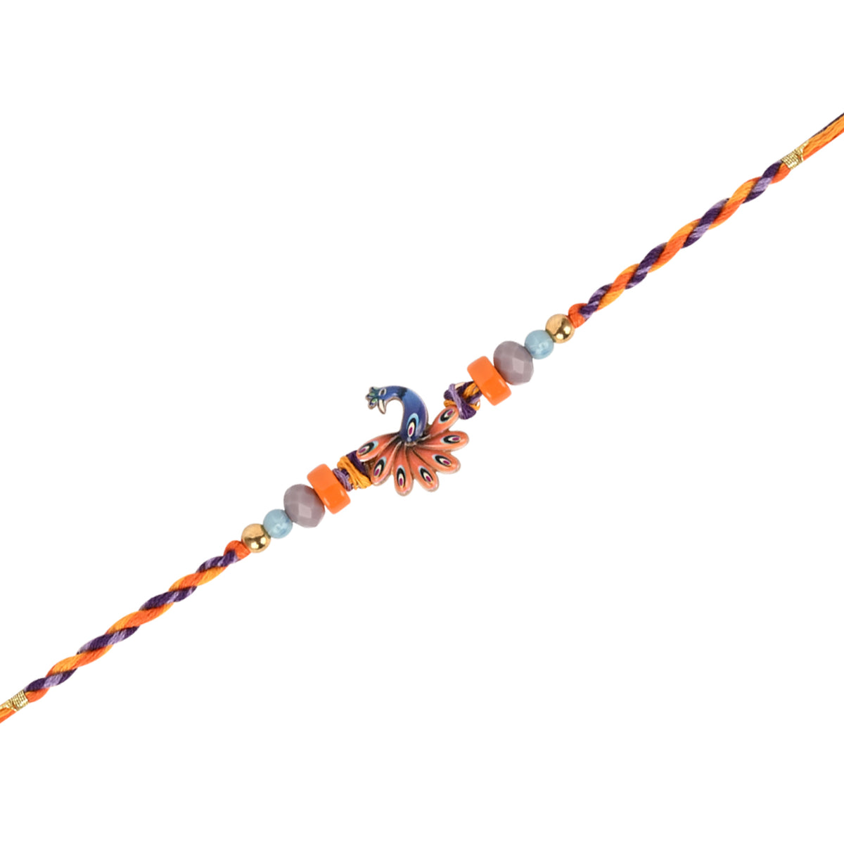 Peacock Tassel Bracelet Rakhi Set for Bhai Bhabhi