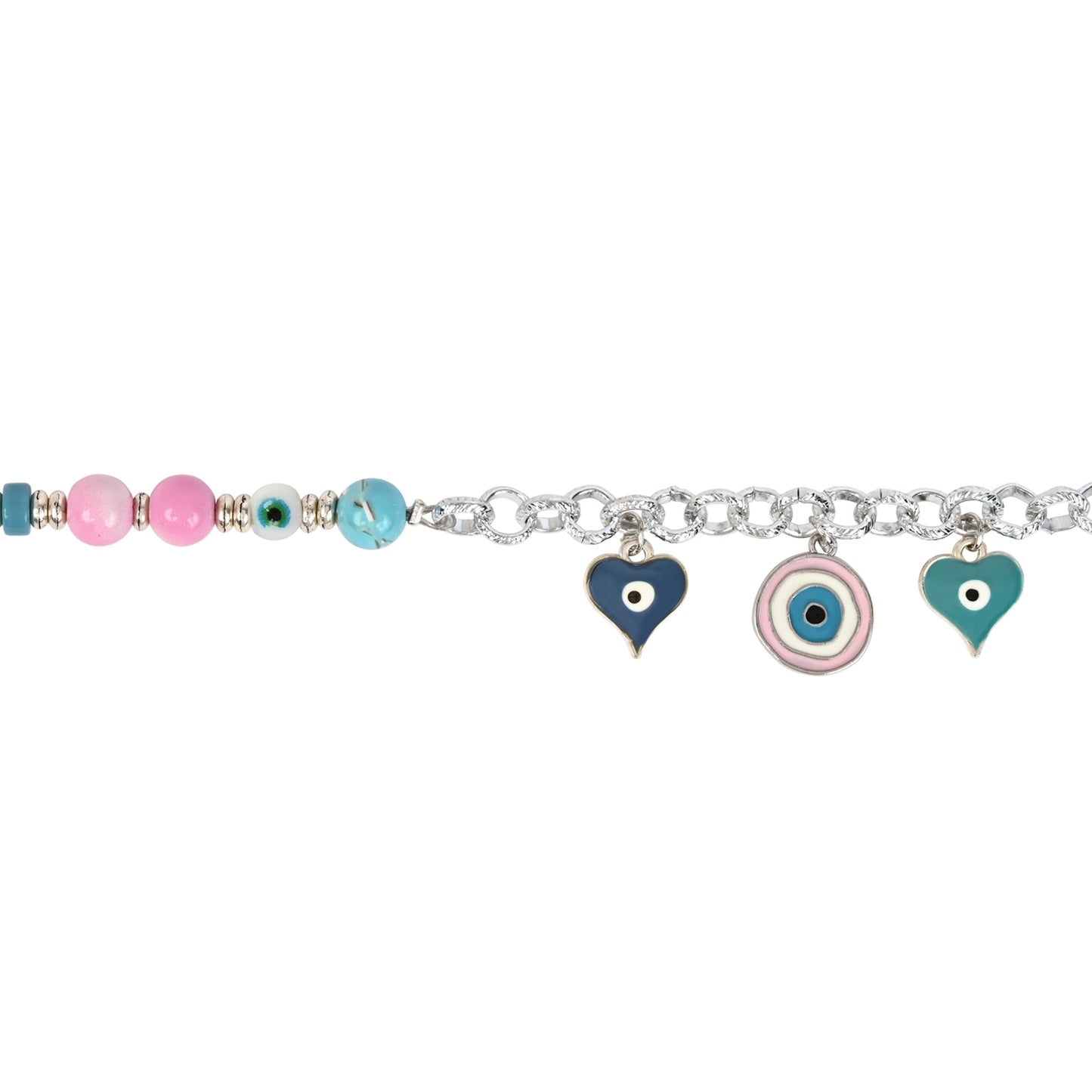 Silver-Tone Evil Eye Charm Bracelet