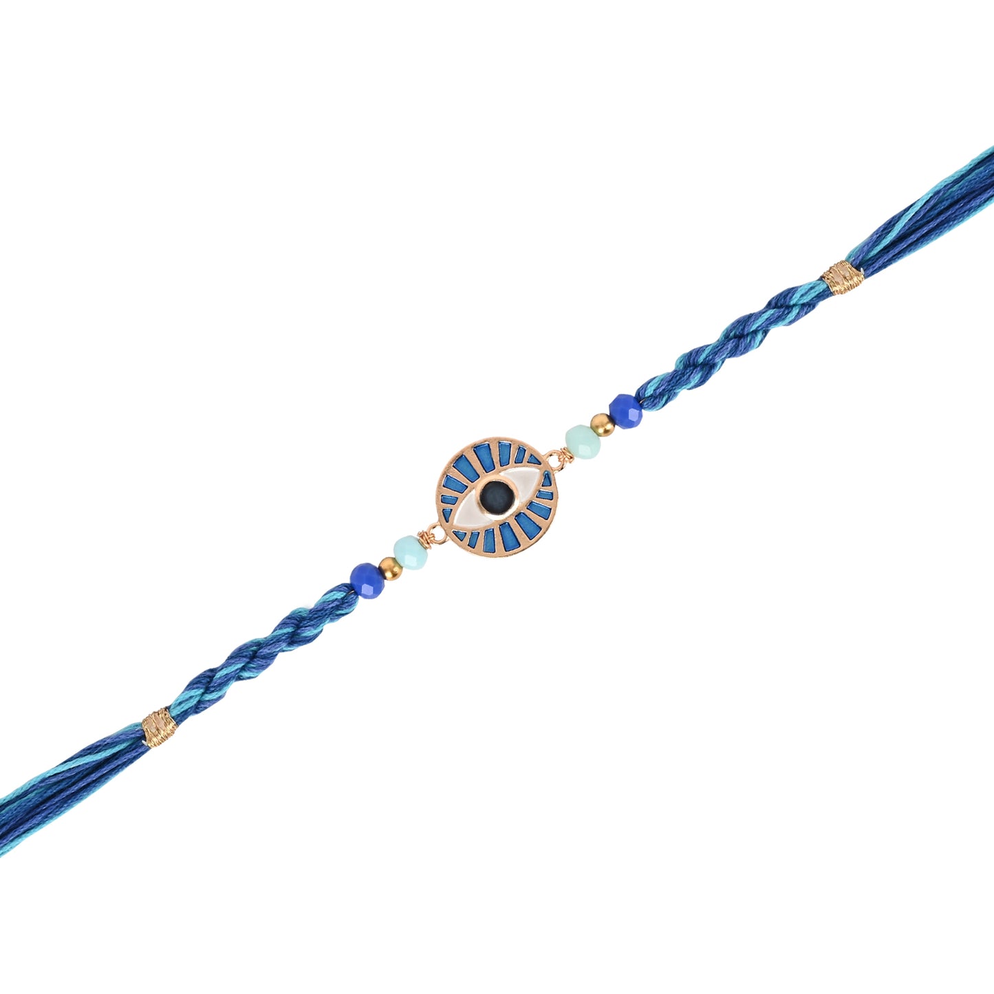 Fancy Stone Evil Eye Bracelet Rakhi Set for Bhai Bhabhi