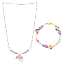 Load image into Gallery viewer, Rainbow Charm Necklace Bracelet Set
