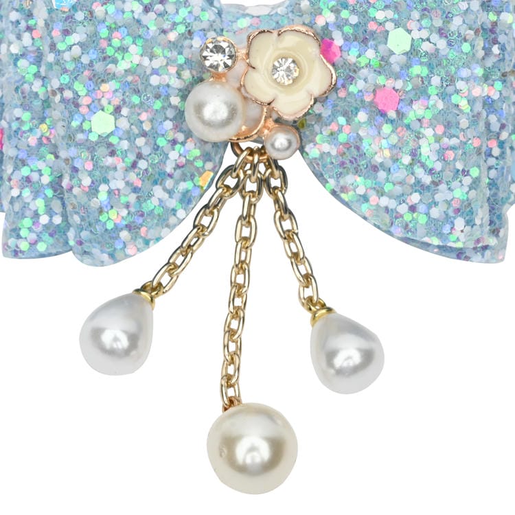 Floral Charm Glitter Bow Tassel Hair Clip