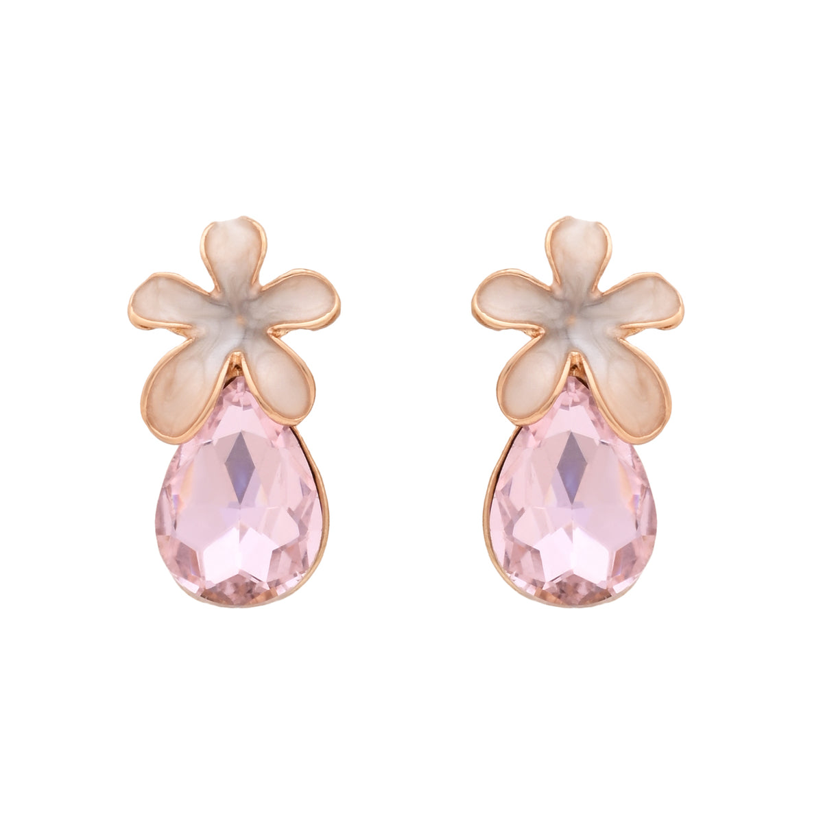 Teardrop Crystal Floral Necklace & Earrings Gift Set for Sister