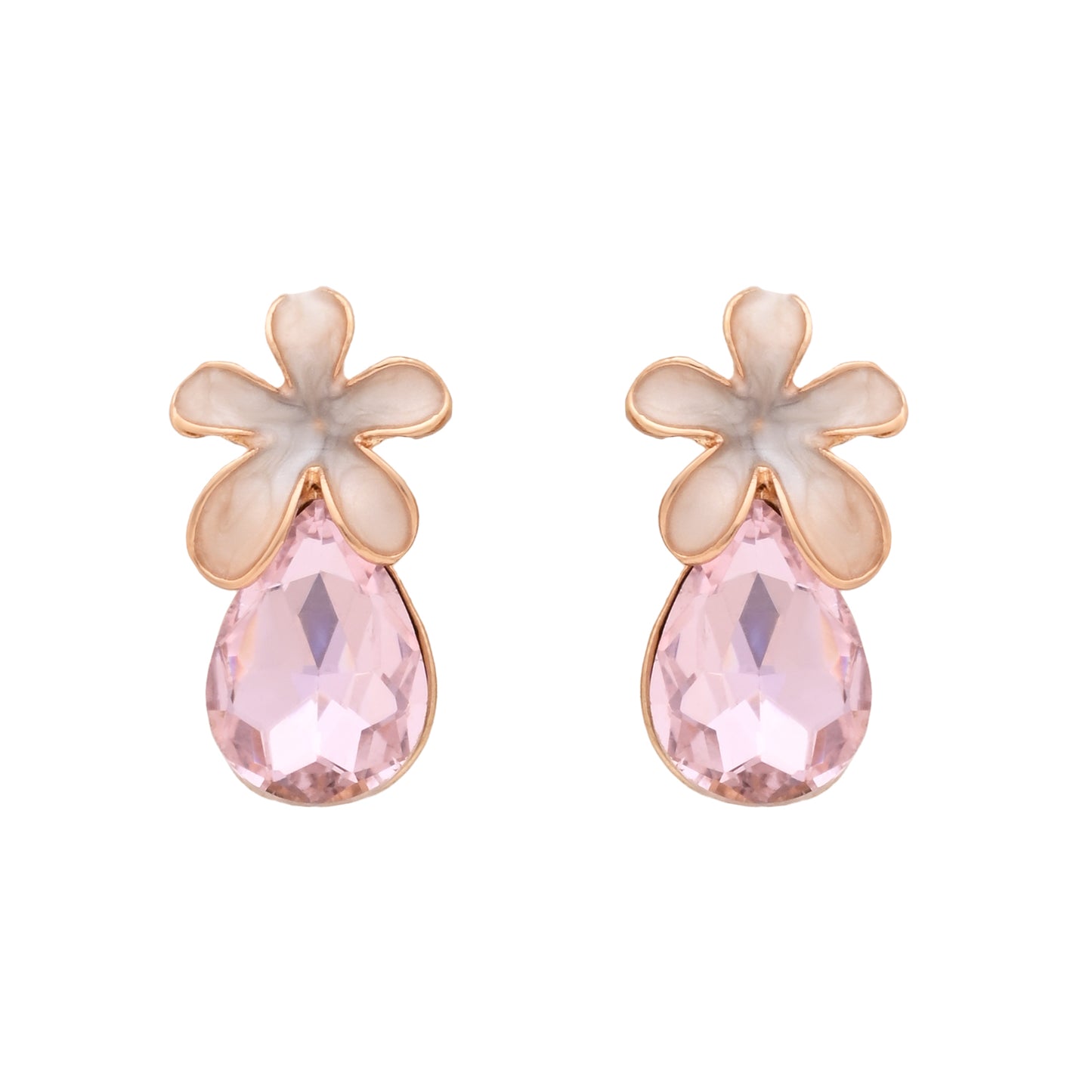Teardrop Crystal Floral Necklace & Earrings Gift Set for Sister