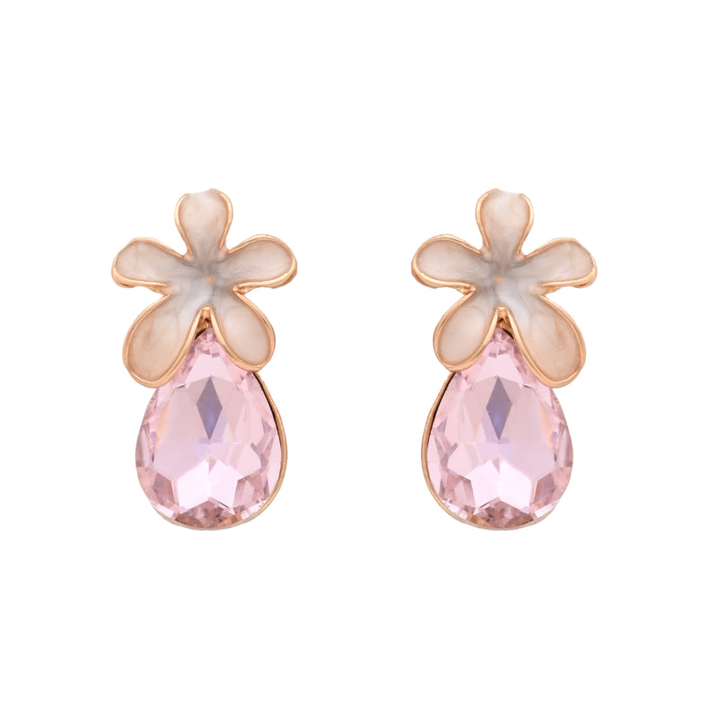 Teardrop Crystal Floral Necklace & Earrings Gift Set for Sister