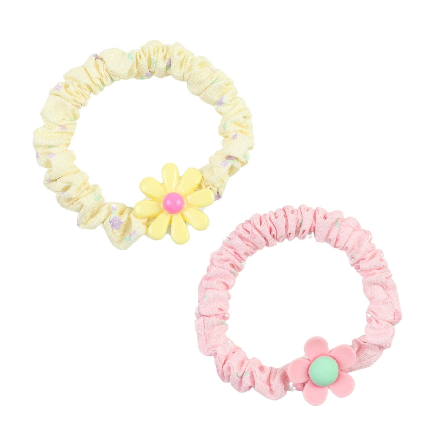 Floral Charms Set of 2 Fabric Hair Ties