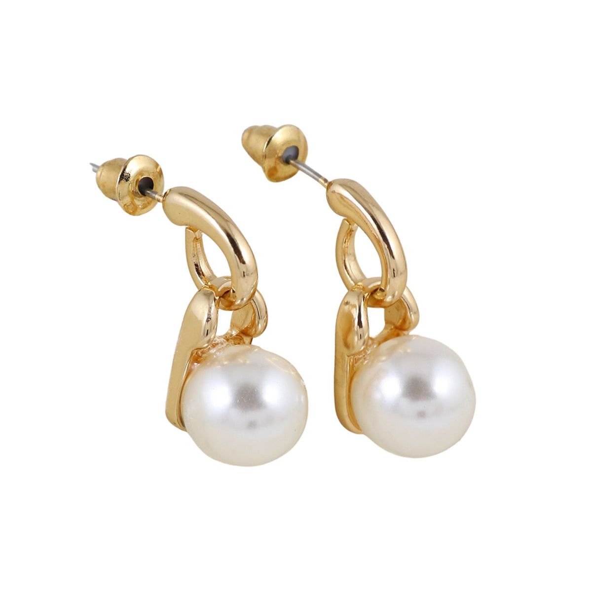Gold Tone Pearl Drop Earrings