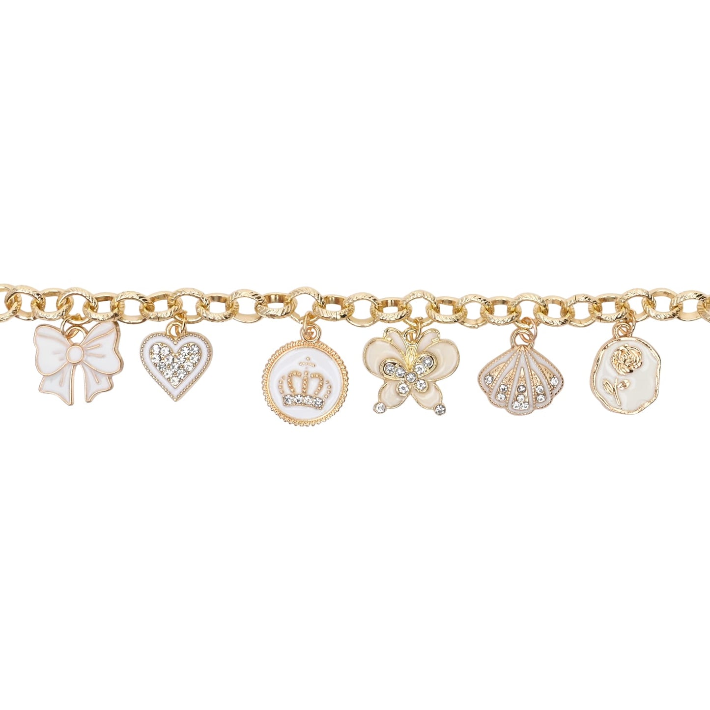 Butterfly Heart Multi-Charm Chain Bracelet