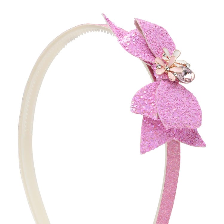 Floral Charm Glitter Bow Hair Band