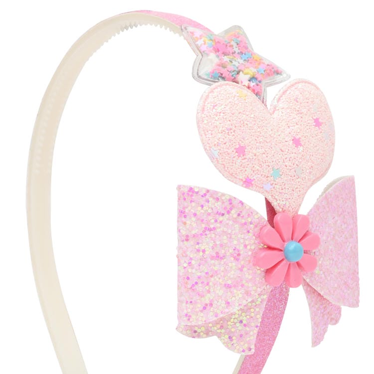 Glitter Bow Heart Motif Hair Band