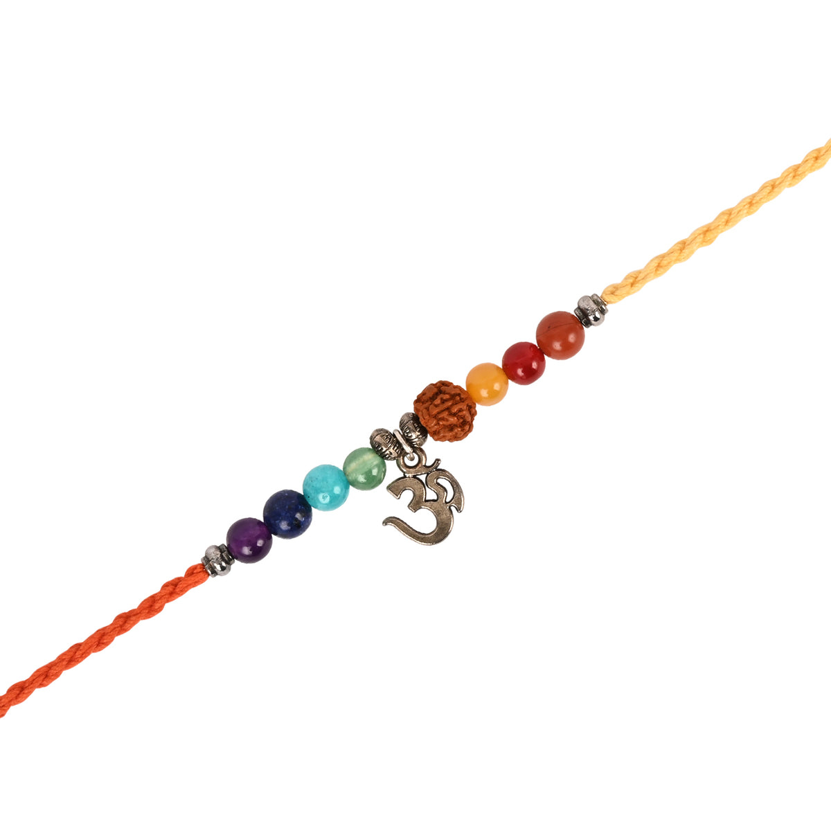 Seven Chakra Om Bracelet Rakhi Set for Bhai Bhabhi