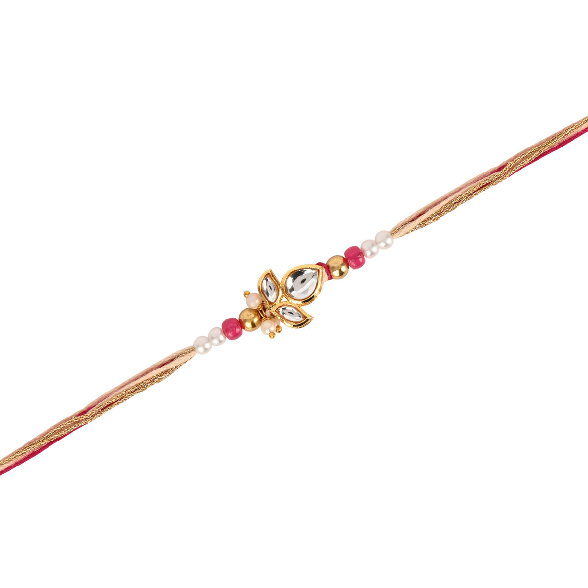Peacock Kundan Bracelet Rakhi Set for Bhai Bhabhi