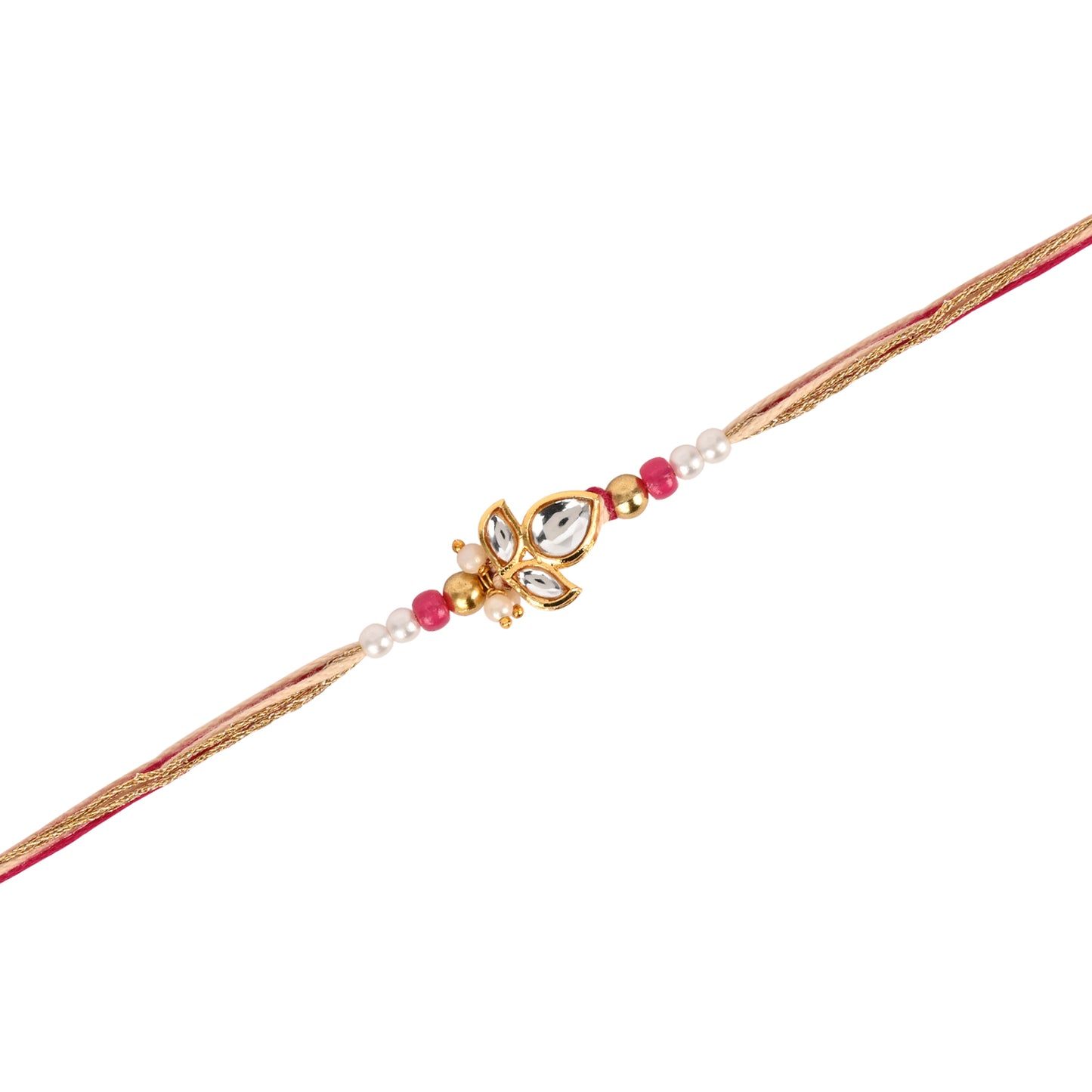Peacock Kundan Bracelet Rakhi Set for Bhai Bhabhi