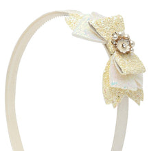 Load image into Gallery viewer, Floral Charm Glitter Bow Hair Band
