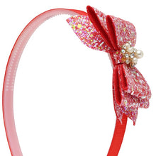 Load image into Gallery viewer, Floral Charm Glitter Bow Hair Band
