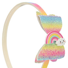 Load image into Gallery viewer, Rainbow Charm Glitter Bow Hair Band
