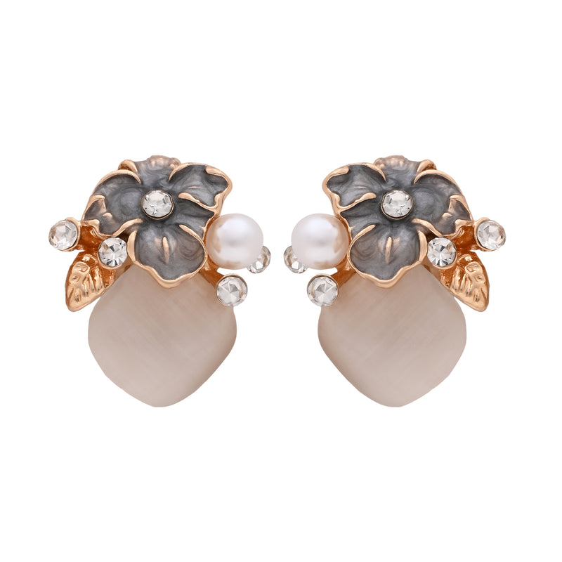 Floral Teardrop Crystal Necklace & Earrings Gift Set for Sister
