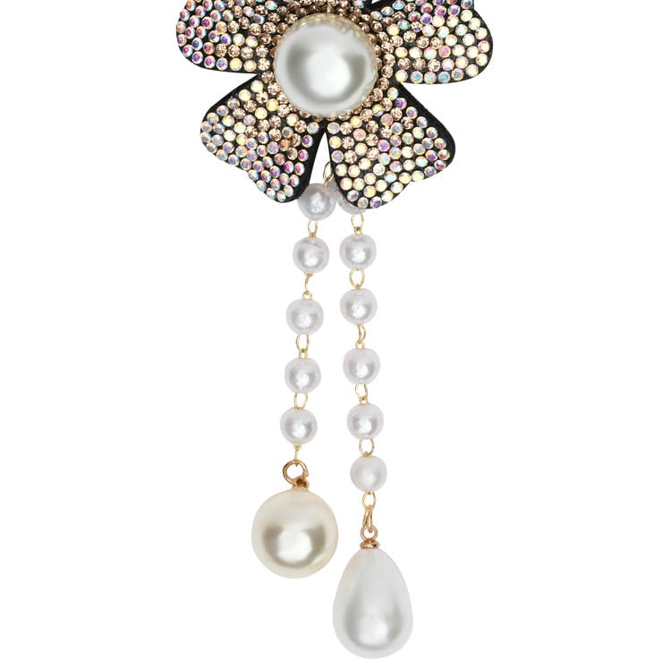Glitter Pearl Floral Beaded Hair Clip