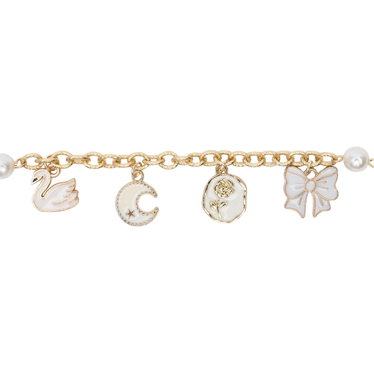 Moon Swan Multi-Charm Chain Bracelet