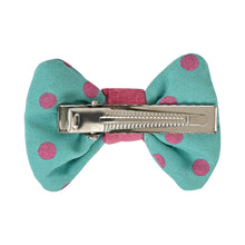 Load image into Gallery viewer, Polka Dot Bow Hair Clips [Set of 3] - Blue Pink Green
