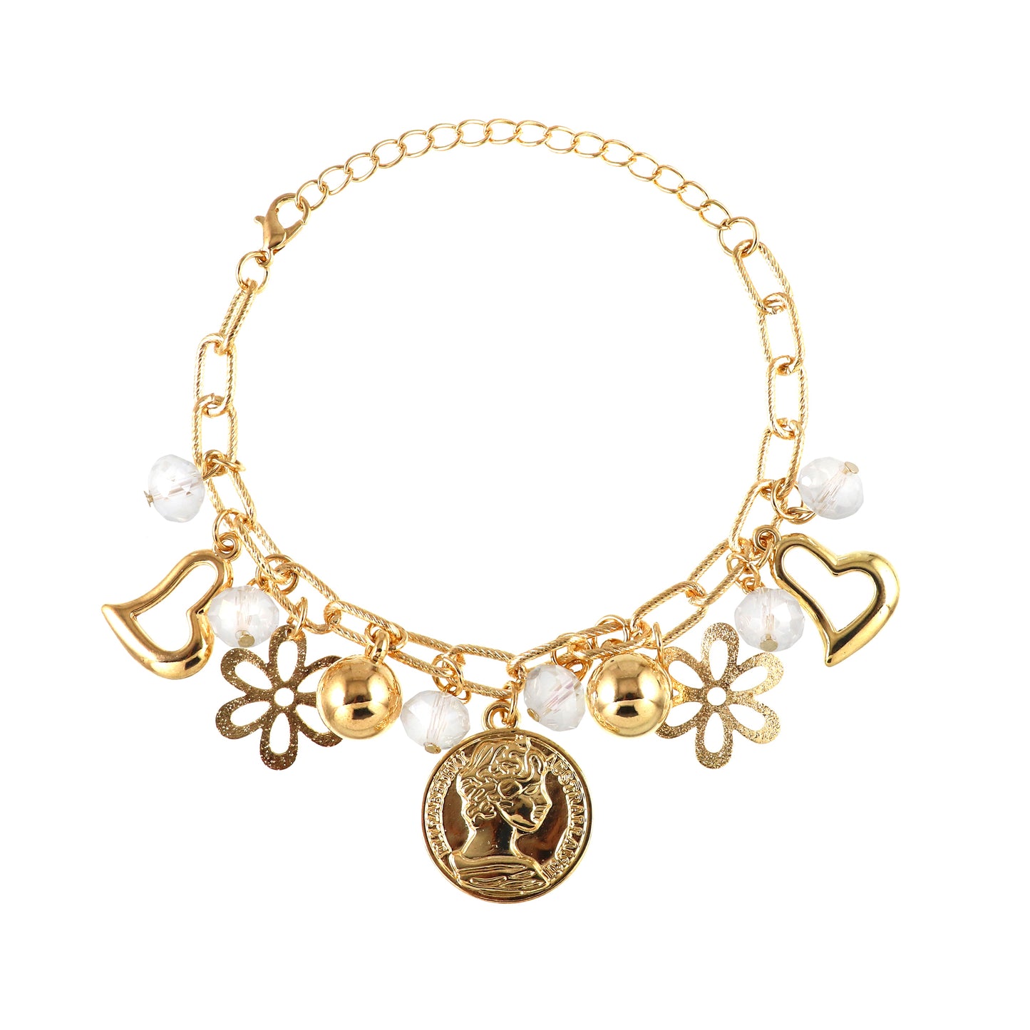Pearls & Hanging Charms Bracelet & Earrings Set for Sister