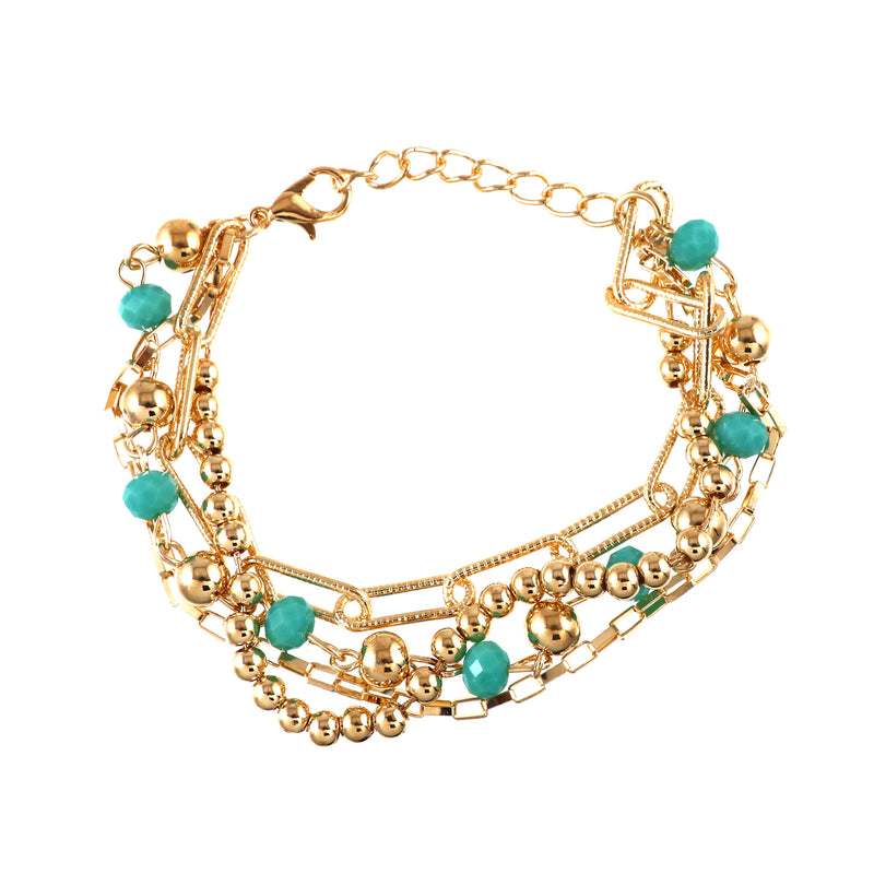 Gold Tone Chain Beaded Bracelet