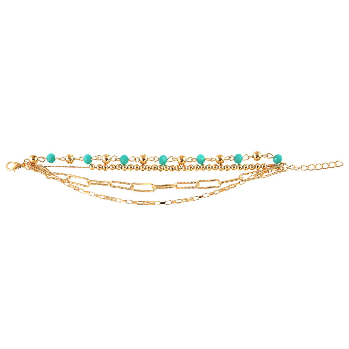 Gold Tone Chain Beaded Bracelet
