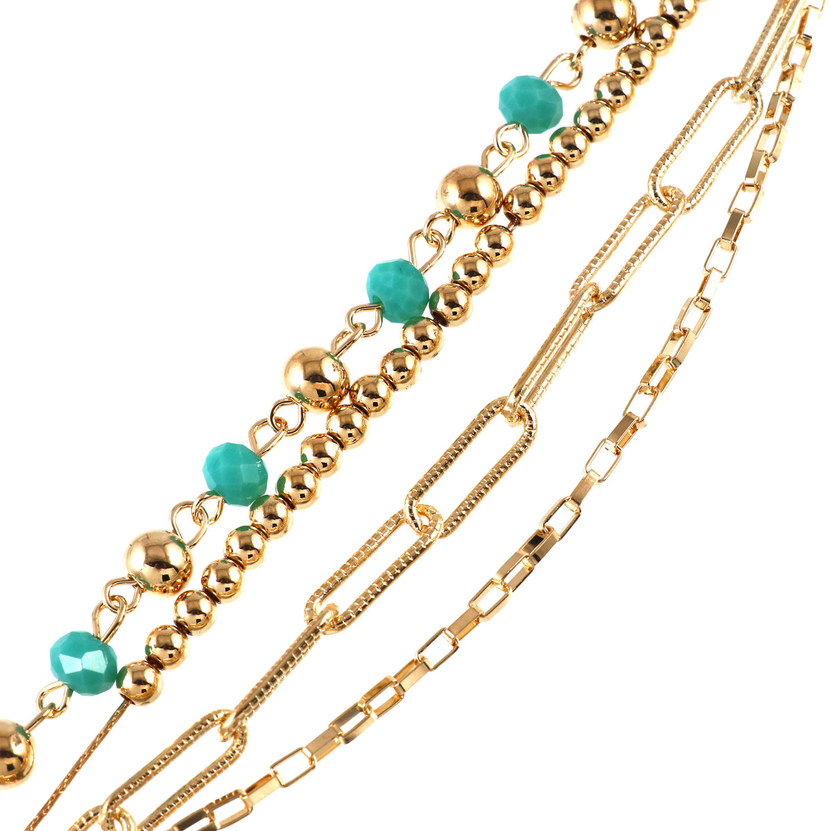 Gold Tone Chain Beaded Bracelet